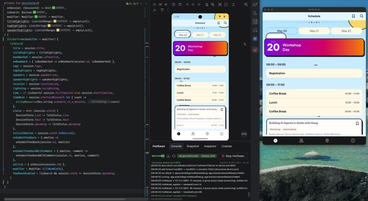 Desktop Hot Reload for Compose Multiplatform: One Save Updates Your Android Device and Desktop Window Together