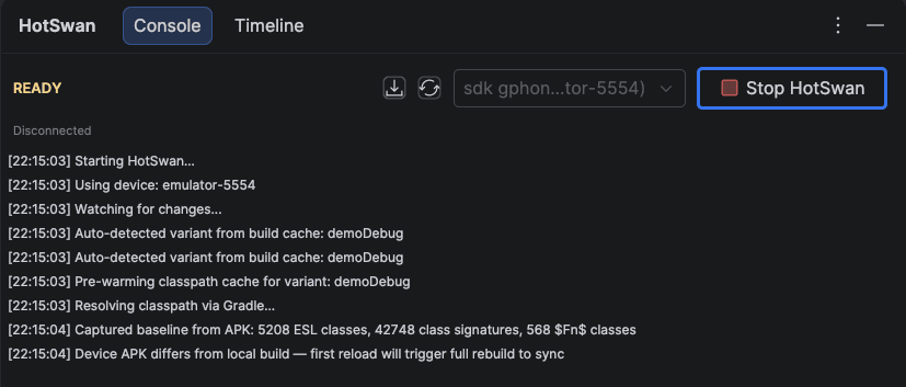 HotSwan READY status