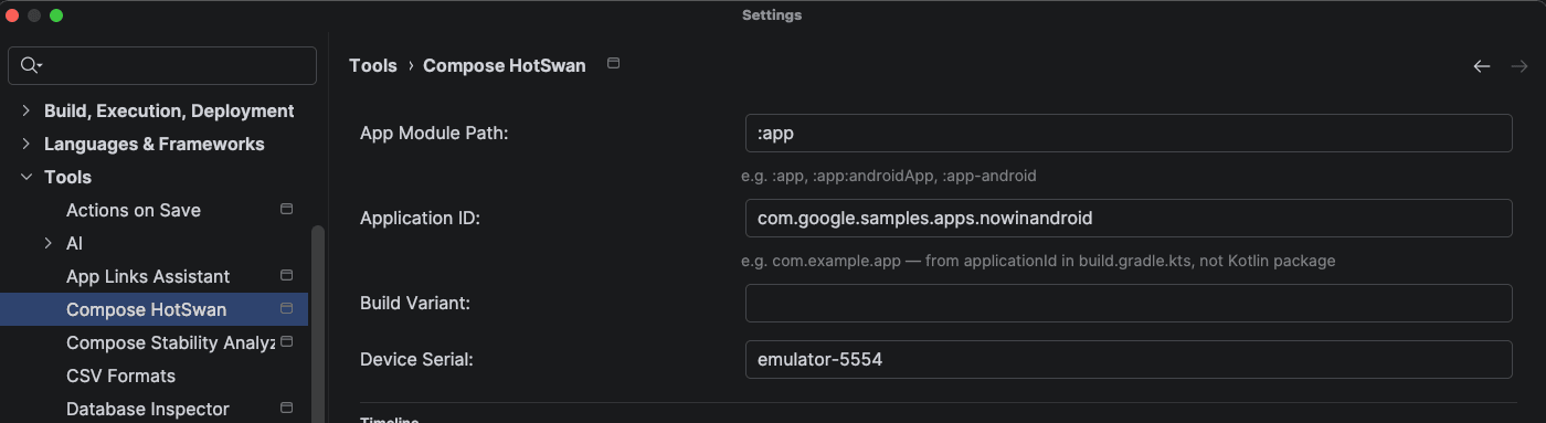 Compose HotSwan Settings