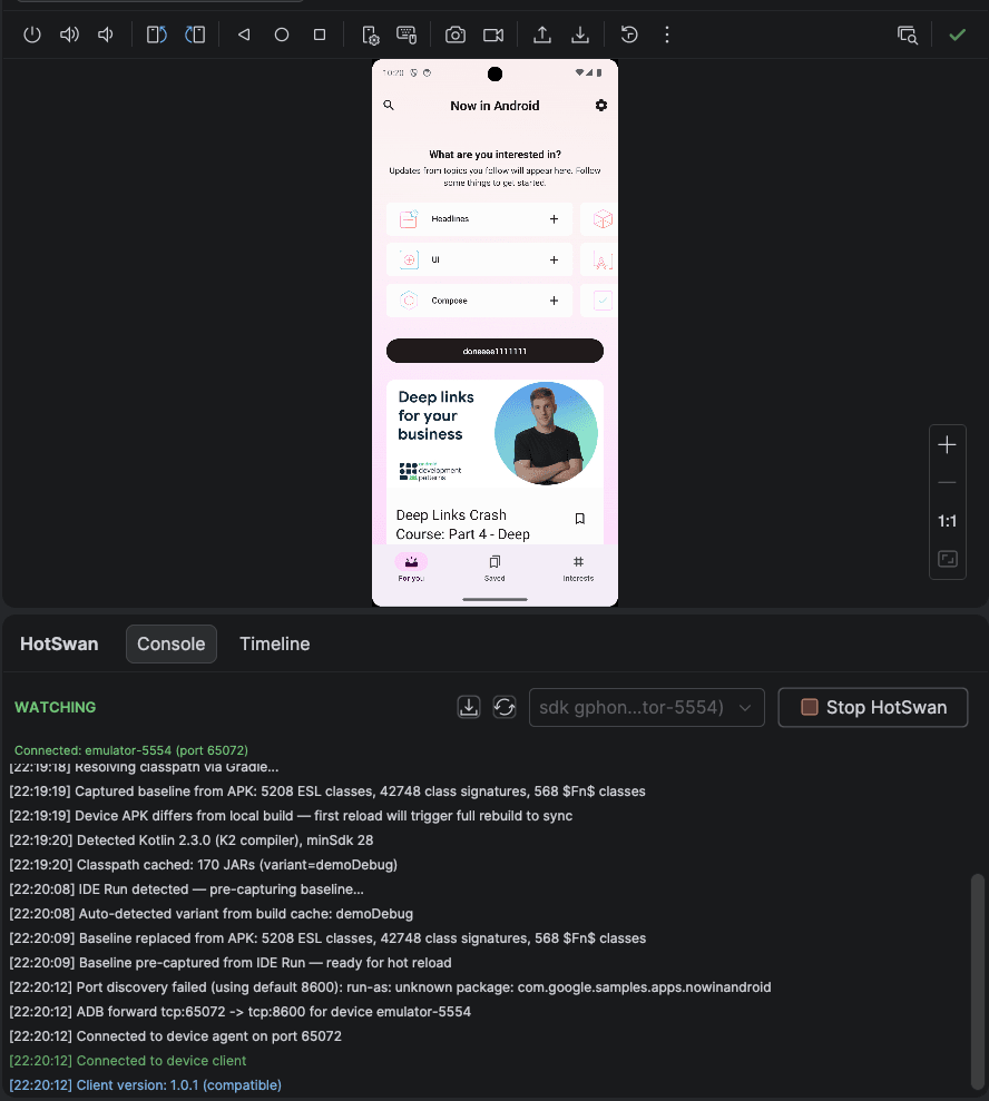 HotSwan WATCHING status